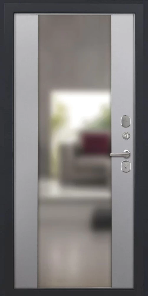 Входная дверь ДвериПРО L-45 Алиса (16мм, ПВХ софт грей, зеркало) DPRO195329 внутренняя сторона