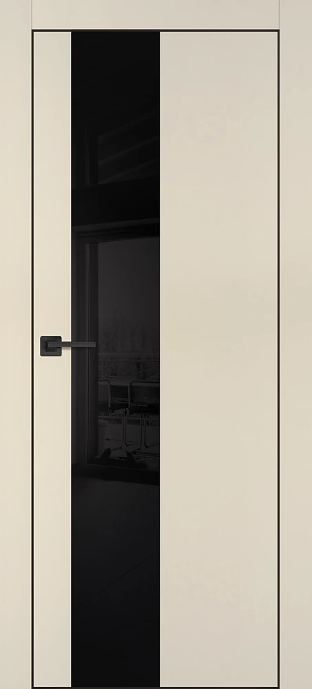 Фото Межкомнатная дверь PX-6 черная кромка с 4-х ст. Бежевый матовый