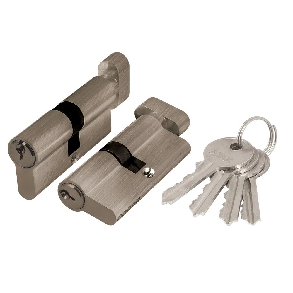 Фото Цилиндровый механизм (AX102/60) AX1002Knob60 (25+10+25)/HD AB бронза 4Key с вертушкой