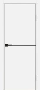 Межкомнатная дверь P-19  черный молдинг PET,  кромка ABS черная c 4-х ст. Белый матовый